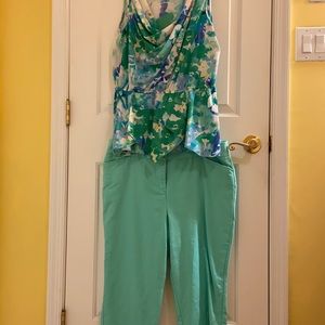 capri pants with floral print top